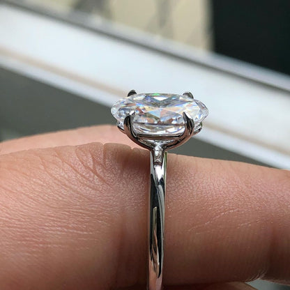 Solitaire Ring with 3.09 CT Elongated Oval Cut Moissanite