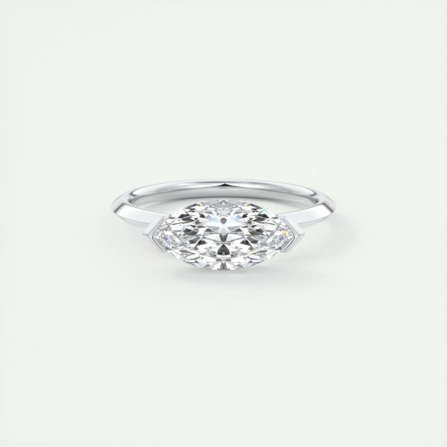 1.98 CT Marquise Half Bezel Solitaire Moissanite Engagement Ring - crownmoissanite