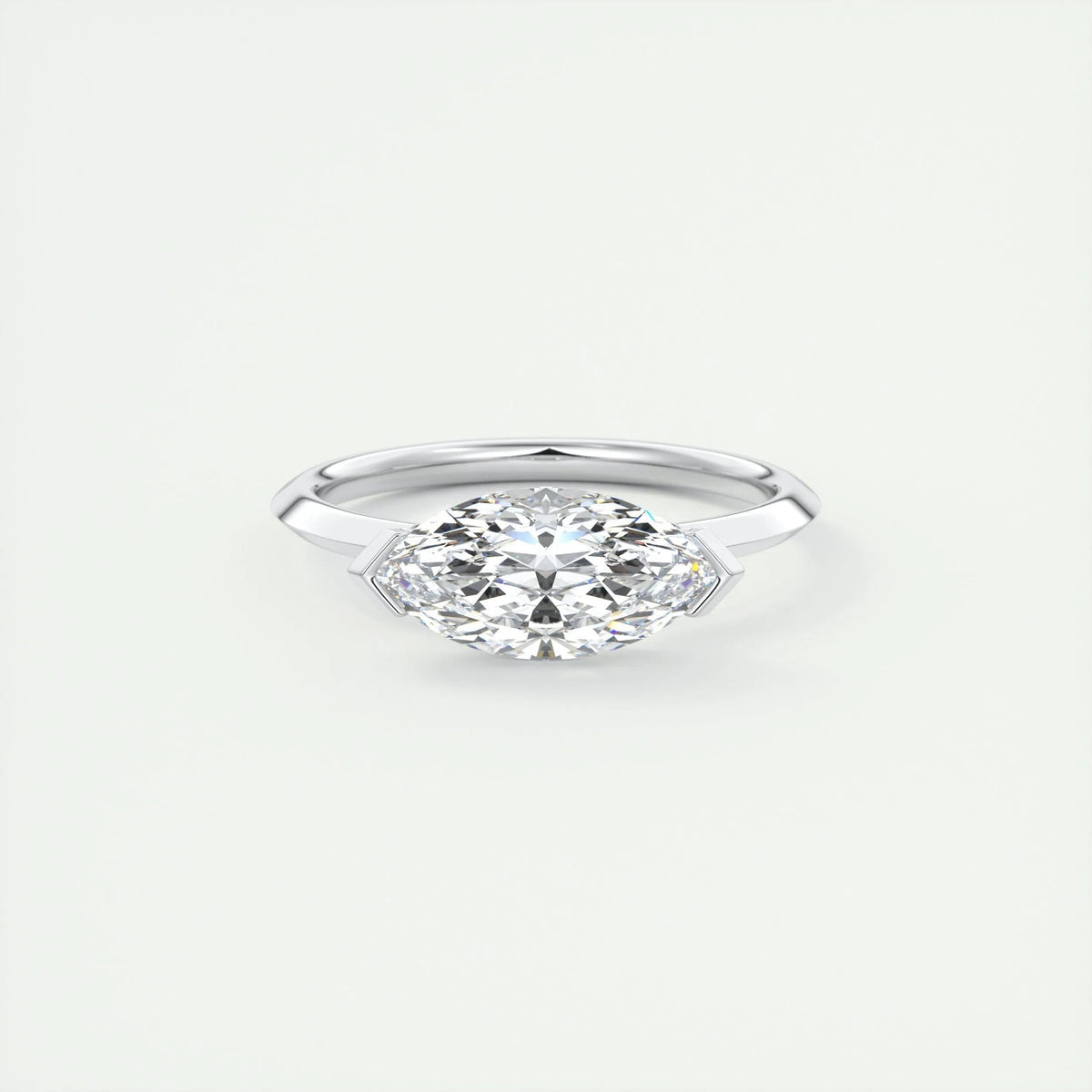 1.98 CT Marquise Half Bezel Solitaire Moissanite Engagement Ring - crownmoissanite