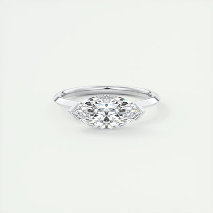 1.98 CT Marquise Half Bezel Solitaire Moissanite Engagement Ring - crownmoissanite