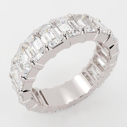 Full Eternity Wedding Band with 1.70 TCW Emerald Cut Moissanite