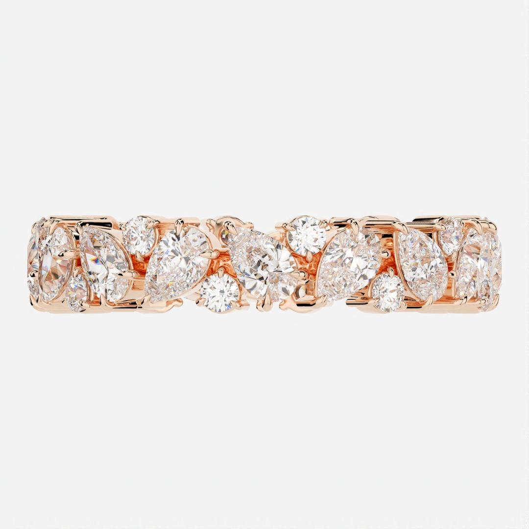 Cluster Band with 1.50 TCW Pear & Round Cut Moissanite