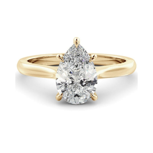 Solitaire Ring with 1.30 CT Pear Moissanite