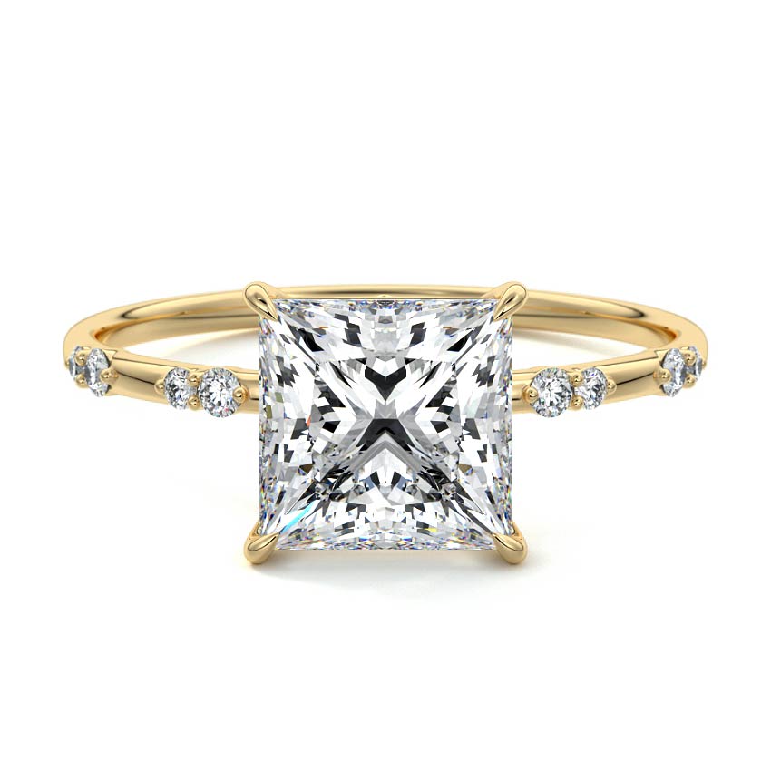 Dainty Pave Ring with 1.20 CT Princess Moissanite