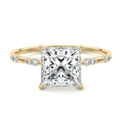 Dainty Pave Ring with 1.20 CT Princess Moissanite