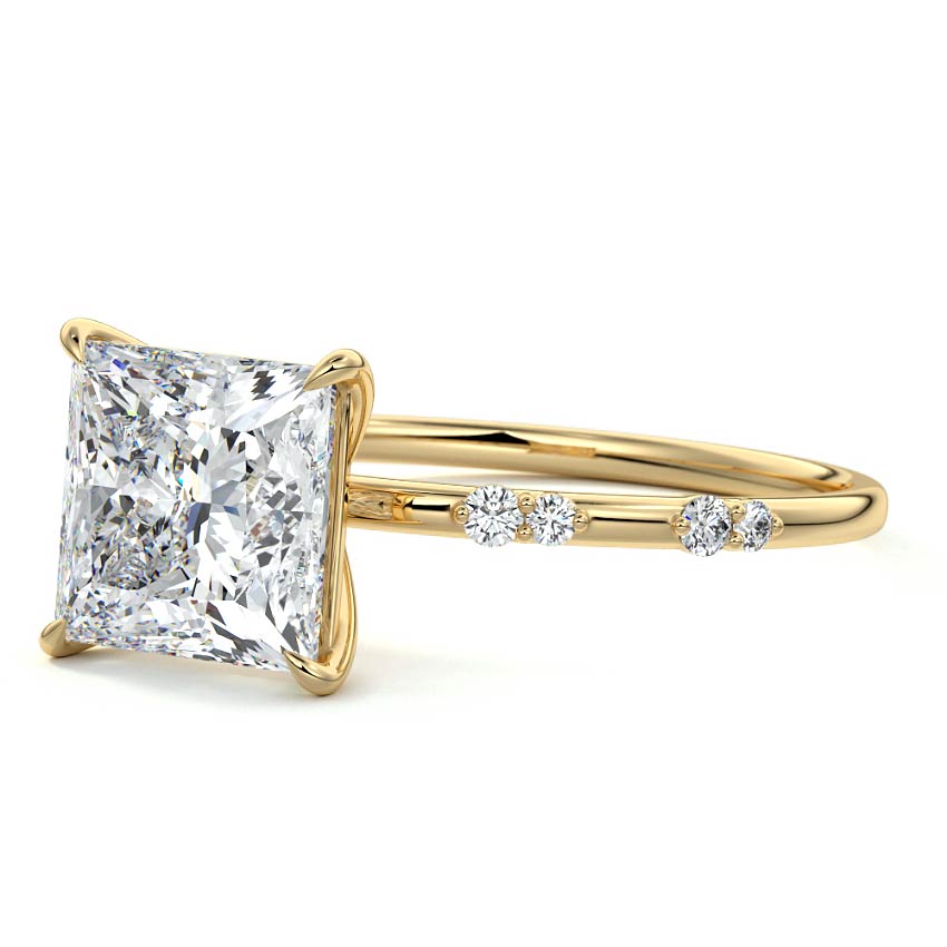 Dainty Pave Ring with 1.20 CT Princess Moissanite