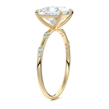 Dainty Pave Ring with 1.20 CT Princess Moissanite