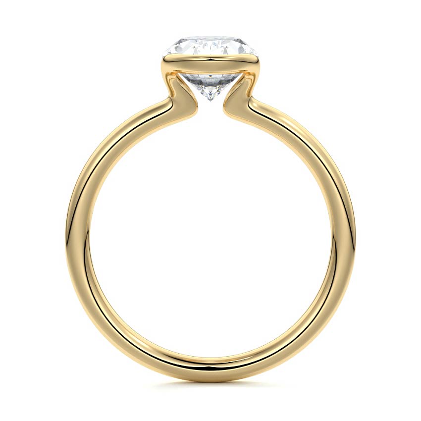 Half Bezel Solitaire Ring with 1.0 CT Oval Cut Moissanite