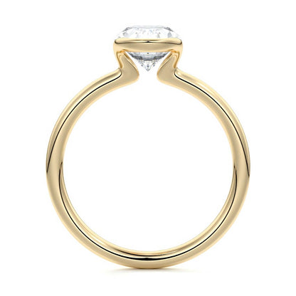 Half Bezel Solitaire Ring with 1.0 CT Oval Cut Moissanite