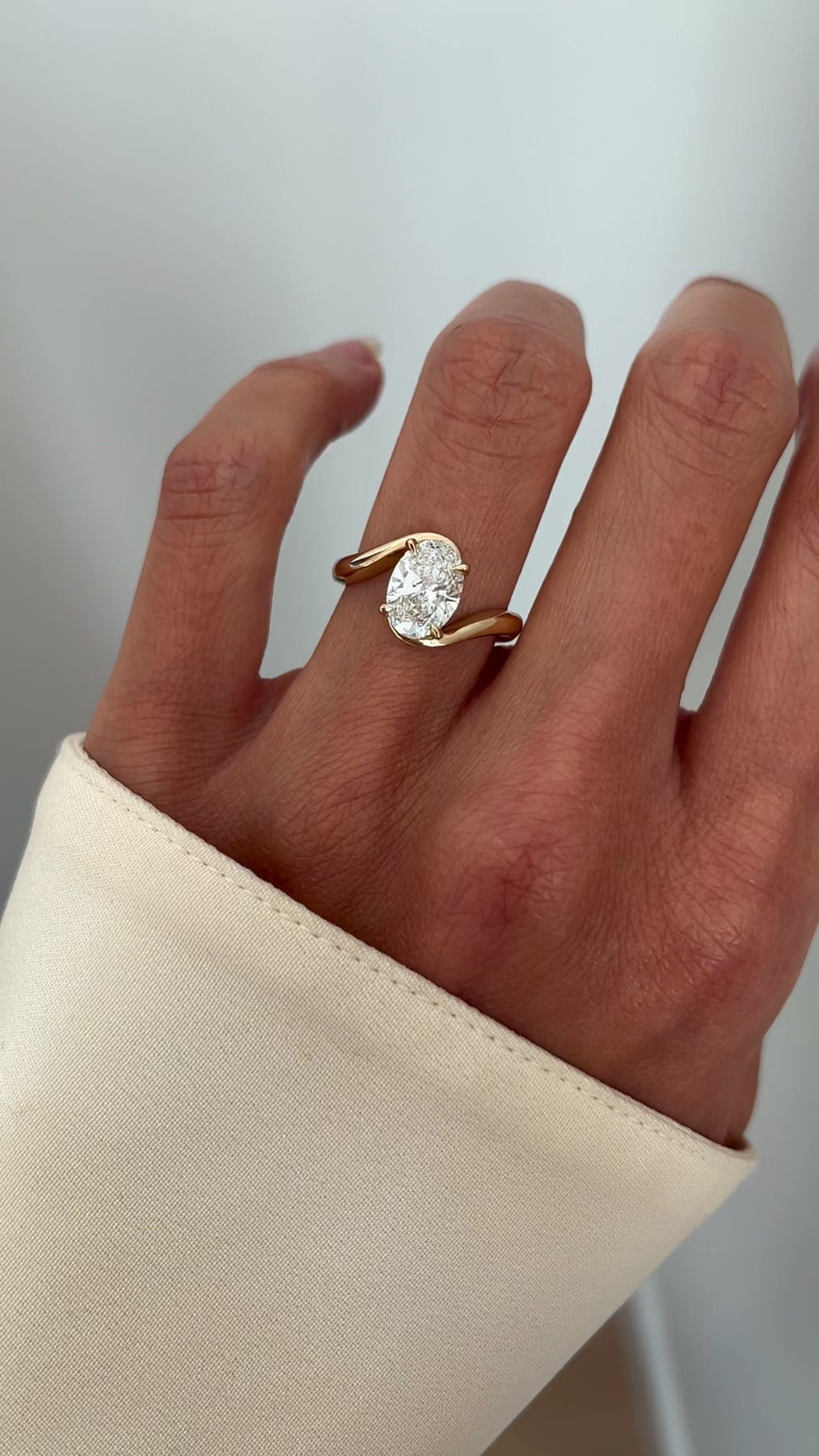 1.0 -2.0 CT Oval Cut Lab Grown Diamond Bypass Engagement Ring