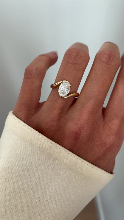 1.0 -2.0 CT Oval Cut Lab Grown Diamond Bypass Engagement Ring