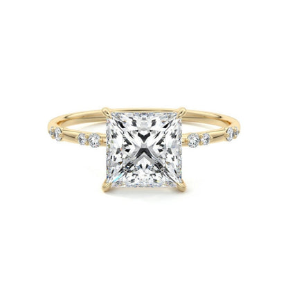Dainty Pave Ring with 1.20 CT Princess Moissanite