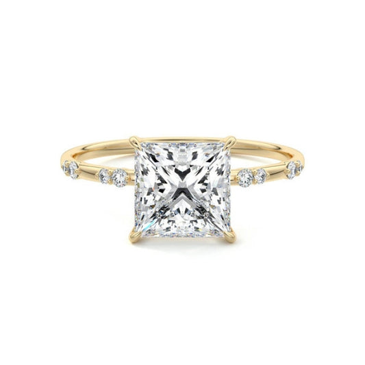 Dainty Pave Ring with 1.20 CT Princess Moissanite