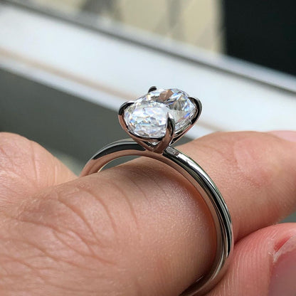 Solitaire Ring with 3.09 CT Elongated Oval Cut Moissanite