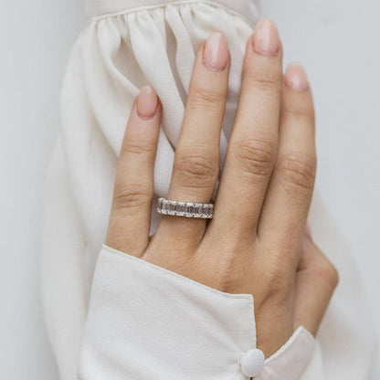 Full Eternity Wedding Band with 1.70 TCW Emerald Cut Moissanite