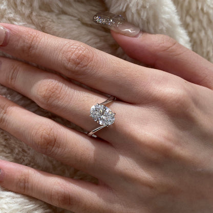 1.0-3.0 CT Oval CVD Diamond Bypass Engagement Ring