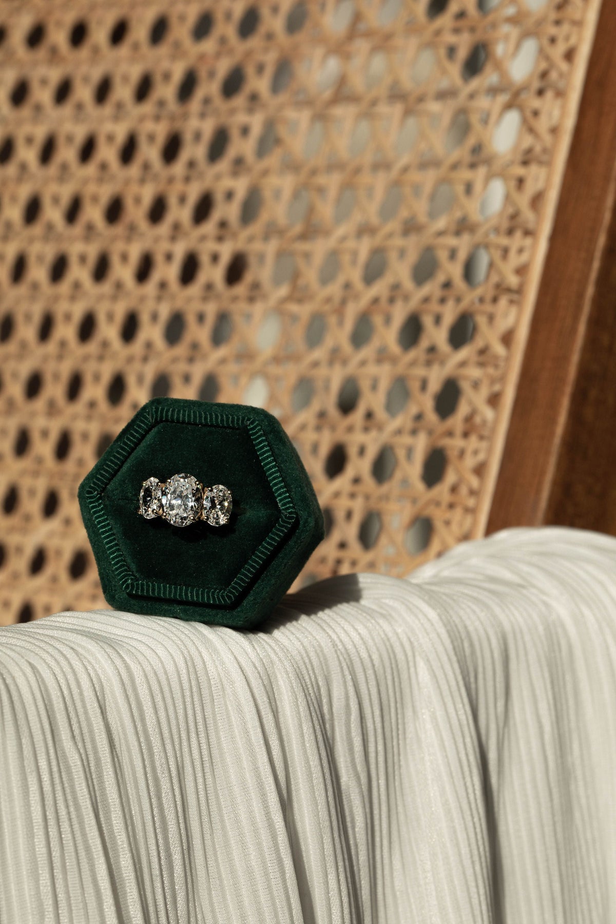 1.80 CT Oval Cut Three Stone Moissanite Engagement Ring