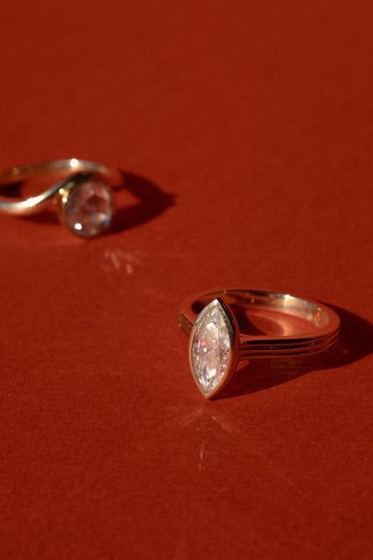 1.20 CT Marquise Cut Bezel Setting Moissanite Engagement Ring