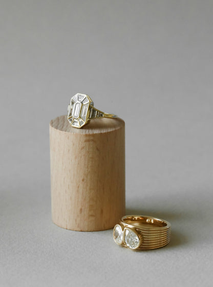 1.40 CT Emerald Cut bezel setting Moissanite Engagement Ring