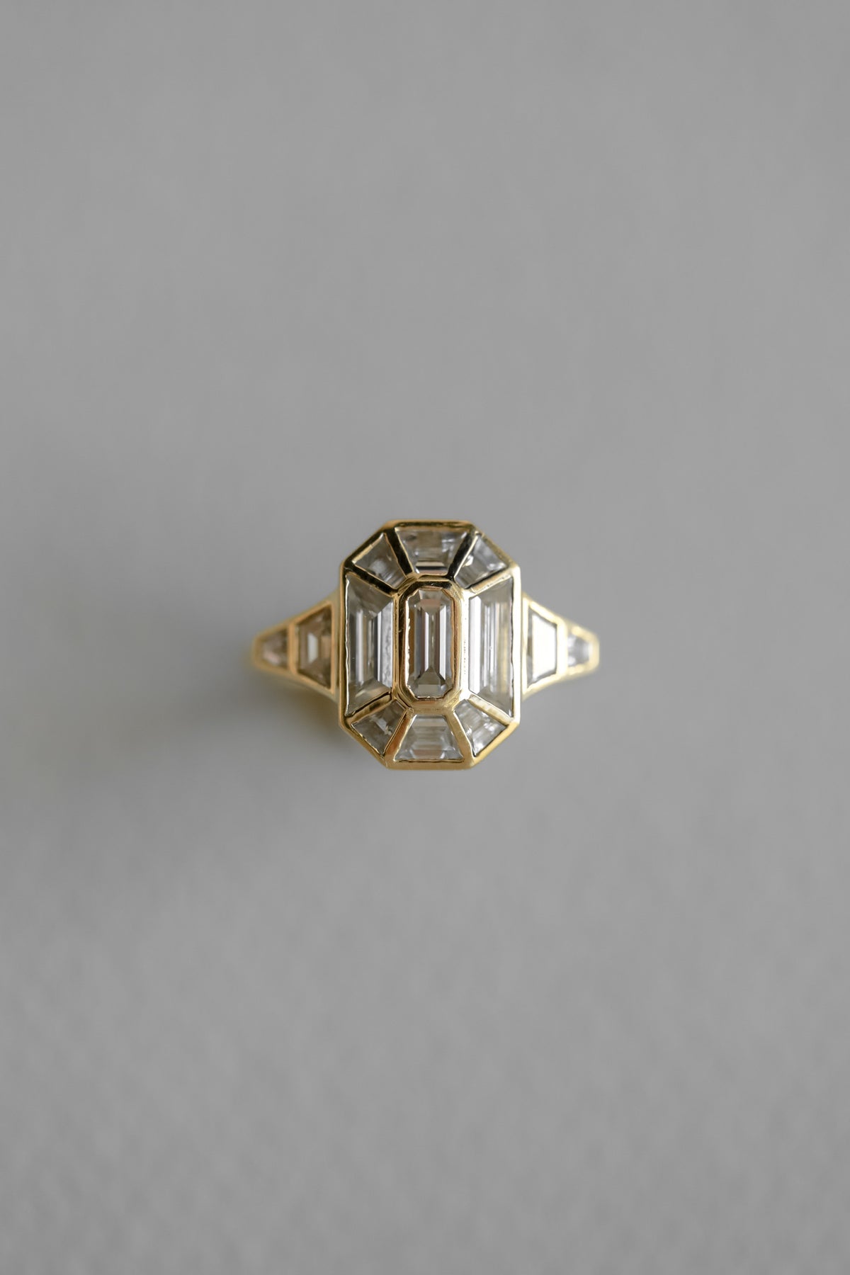 1.40 CT Emerald Cut bezel setting Moissanite Engagement Ring