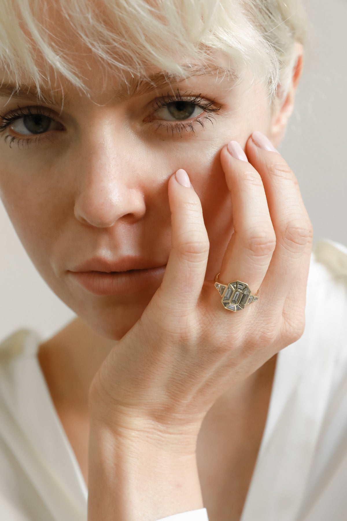 1.40 CT Emerald Cut bezel setting Moissanite Engagement Ring