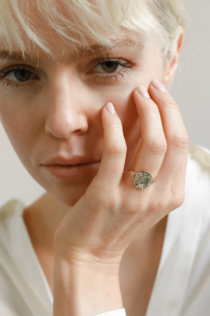 1.40 CT Emerald Cut bezel setting Moissanite Engagement Ring