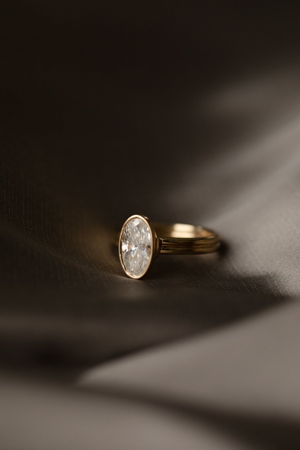 1.75 CT Oval Cut Bezel Setting  Moissanite Engagement Ring