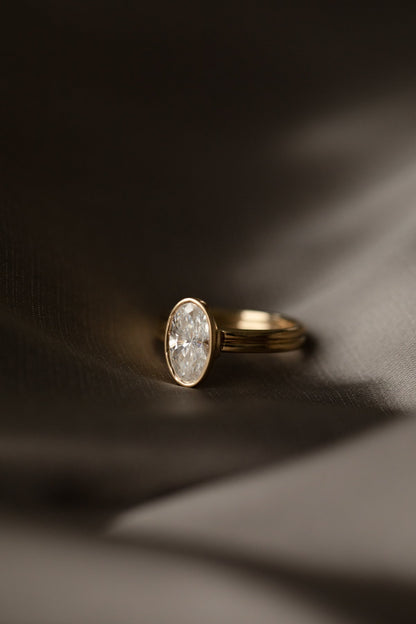 1.75 CT Oval Cut Bezel Setting  Moissanite Engagement Ring