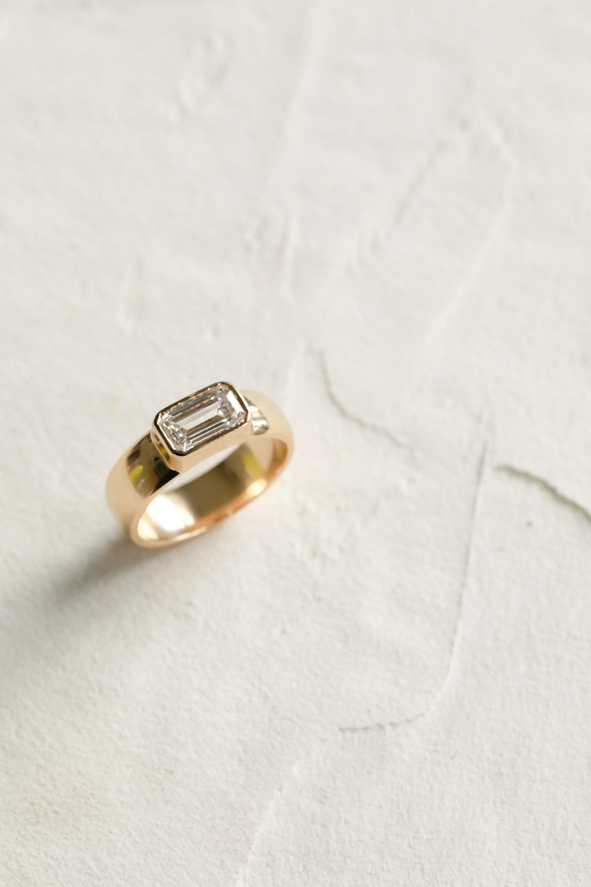 1.10 CT East West Emerald Cut Solitaire Moissanite Engagement Ring