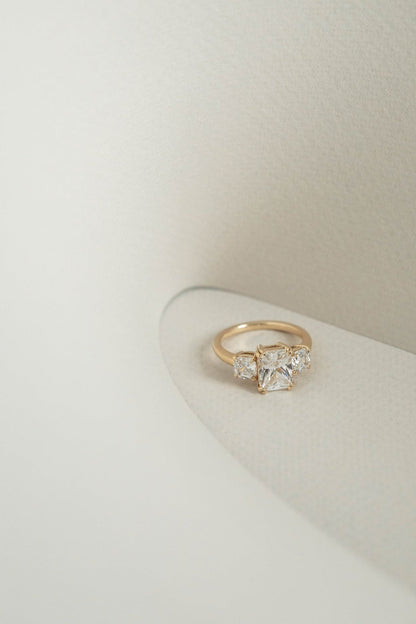 2.30 CT Radiant Cut Three Stone Style Moissanite Engagement Ring