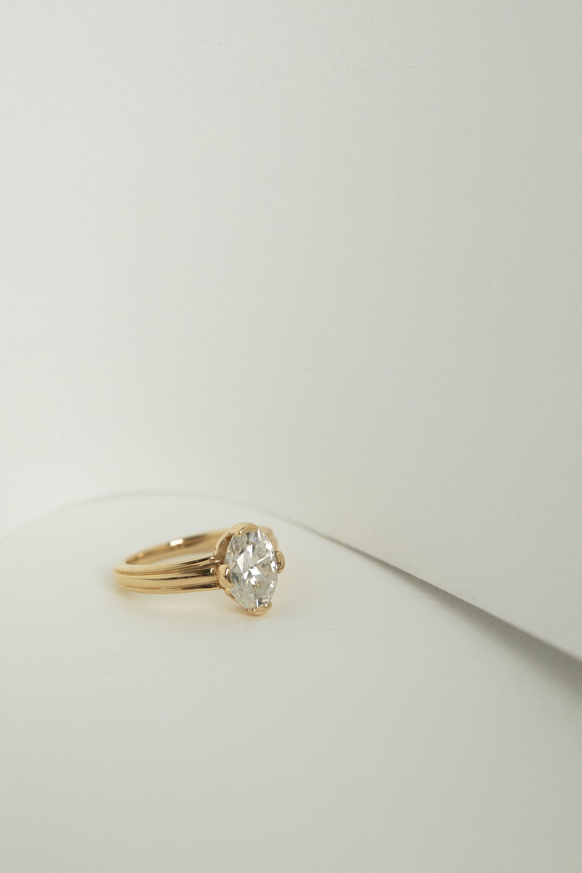 2.0 CT Elongated Oval cut Solitaire setting Moissanite Engagement Ring