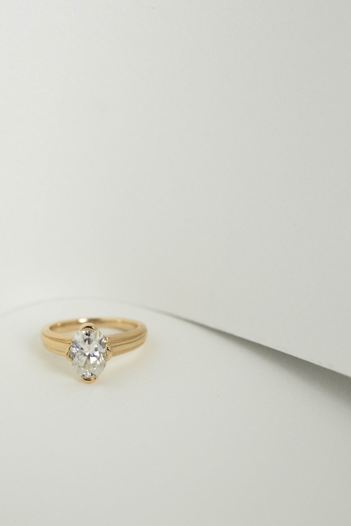 2.0 CT Elongated Oval cut Solitaire setting Moissanite Engagement Ring