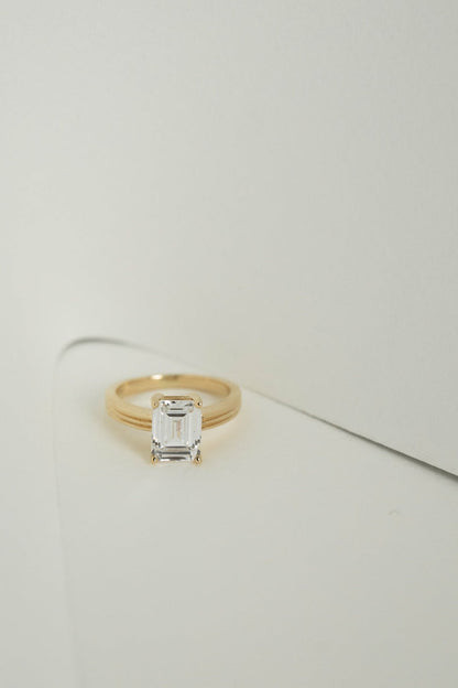 2.25 CT Emerald cut Solitaire Moissanite Engagement Ring