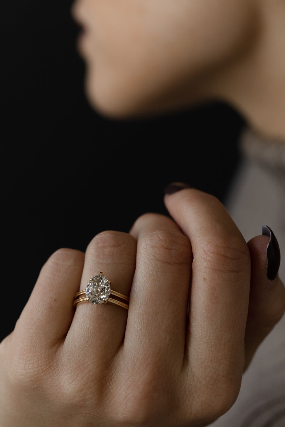 2.30 CT Pear cut Solitaire Moissanite Engagement Ring