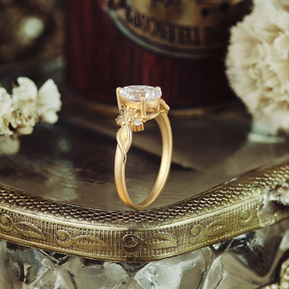 1.25 CT Carat Moissanite Diamond Pear Shape Vintage Engagement Ring