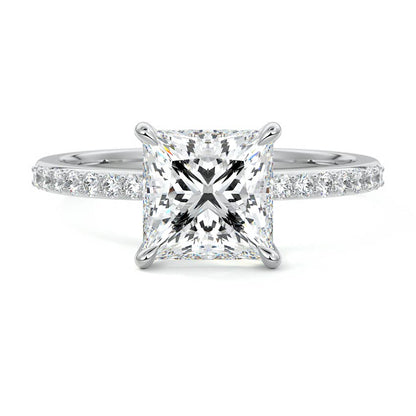 Pave Setting Ring with 1.20 CT Princess Cut Moissanite