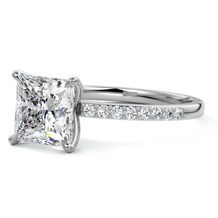 Pave Setting Ring with 1.20 CT Princess Cut Moissanite