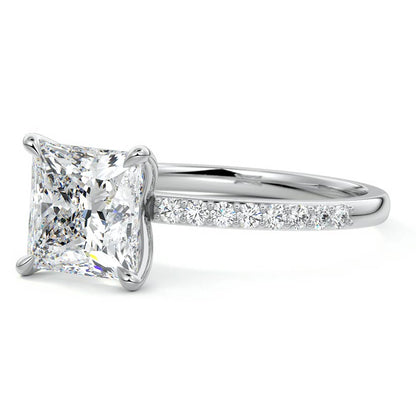Pave Setting Ring with 1.20 CT Princess Cut Moissanite