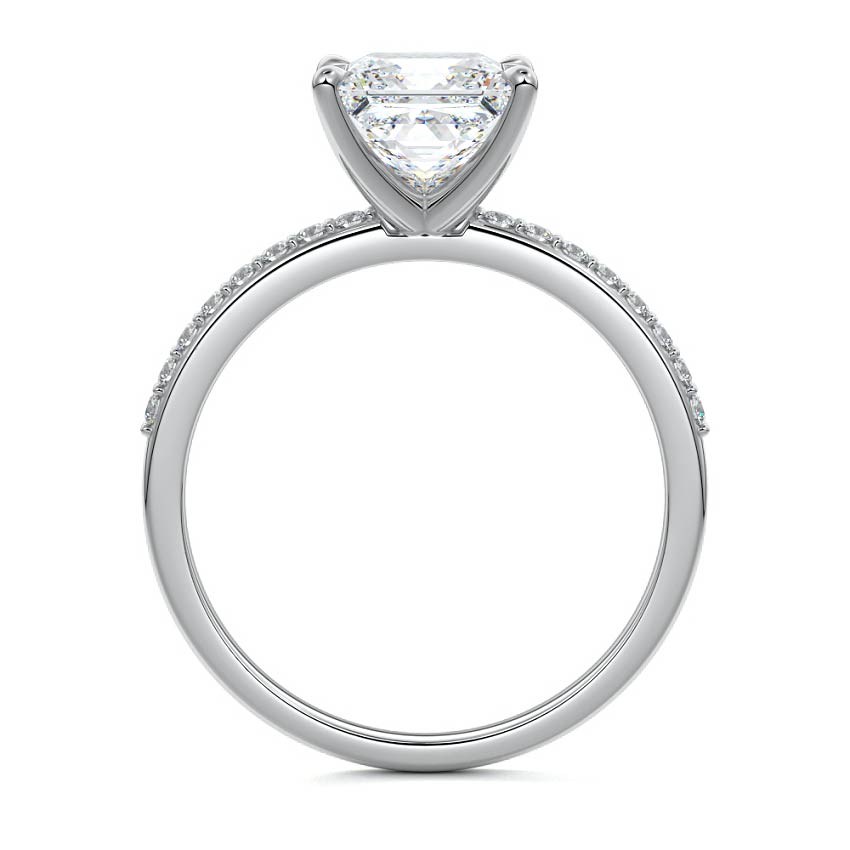 Pave Setting Ring with 1.20 CT Princess Cut Moissanite