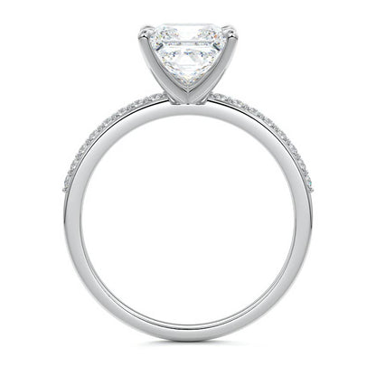 Pave Setting Ring with 1.20 CT Princess Cut Moissanite