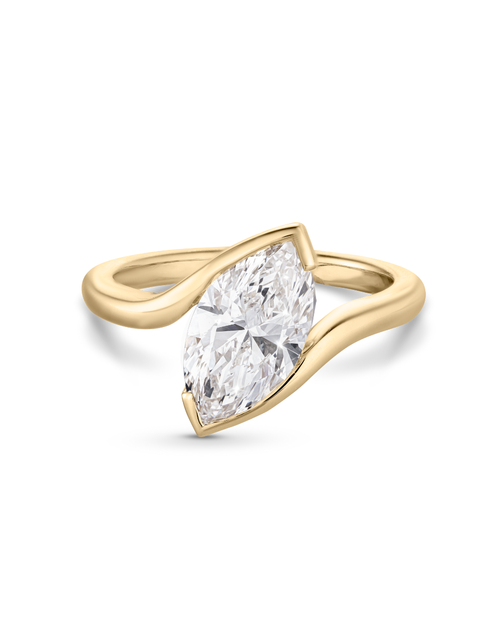 Genevieve- Marquise Solitaire Wrap By Pass Style Lab Grown Diamond Engagement Ring
