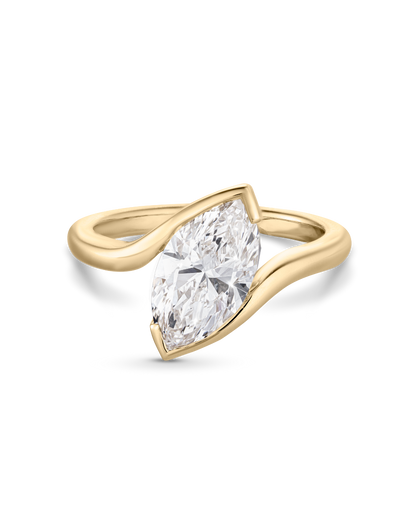 Genevieve- Marquise Solitaire Wrap By Pass Style Lab Grown Diamond Engagement Ring