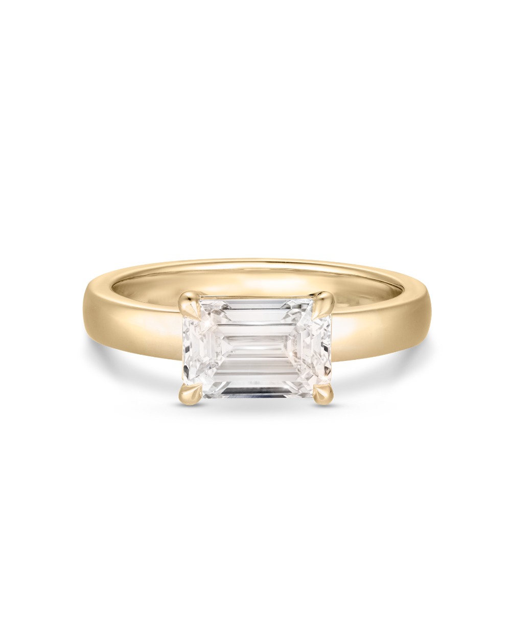 Delphine- East West Emerald Solitaire Style Lab Grown Diamond Engagement Ring