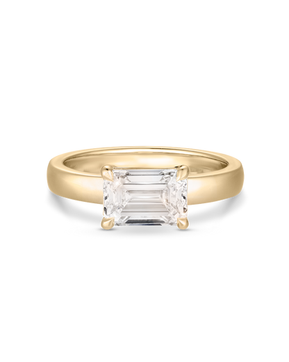 Delphine- East West Emerald Solitaire Style Lab Grown Diamond Engagement Ring