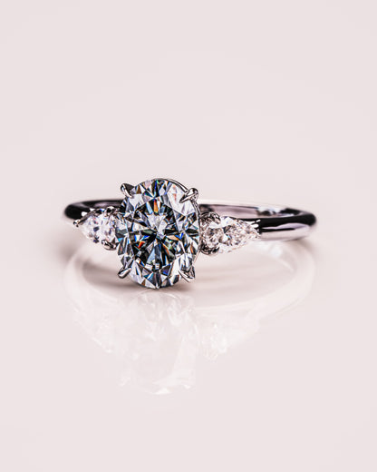 1.91 CT Oval Cut Three Stone Moissanite Engagement Ring - crownmoissanite