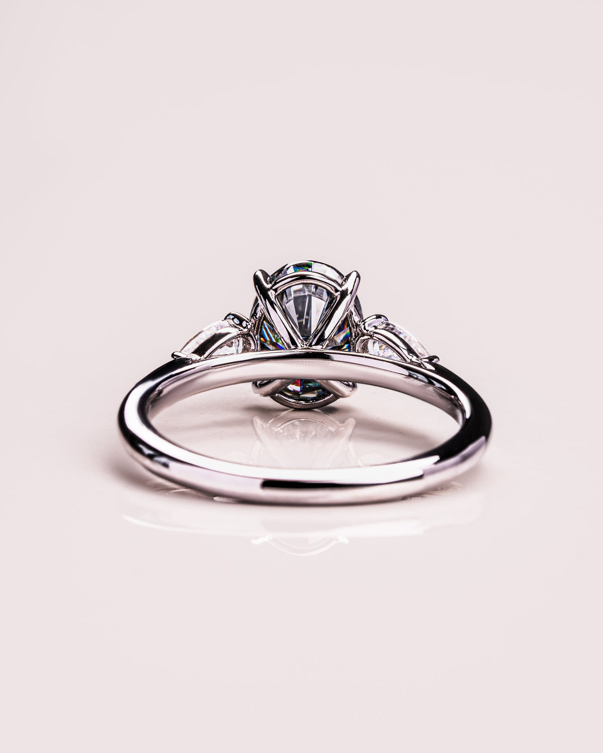 1.91 CT Oval Cut Three Stone Moissanite Engagement Ring - crownmoissanite