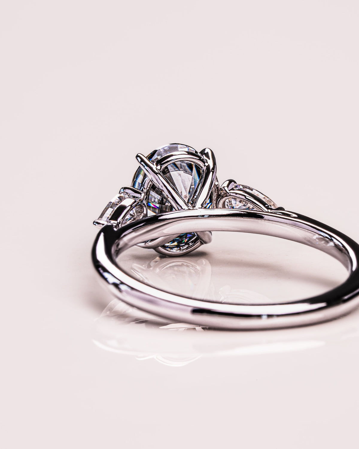 1.91 CT Oval Cut Three Stone Moissanite Engagement Ring - crownmoissanite