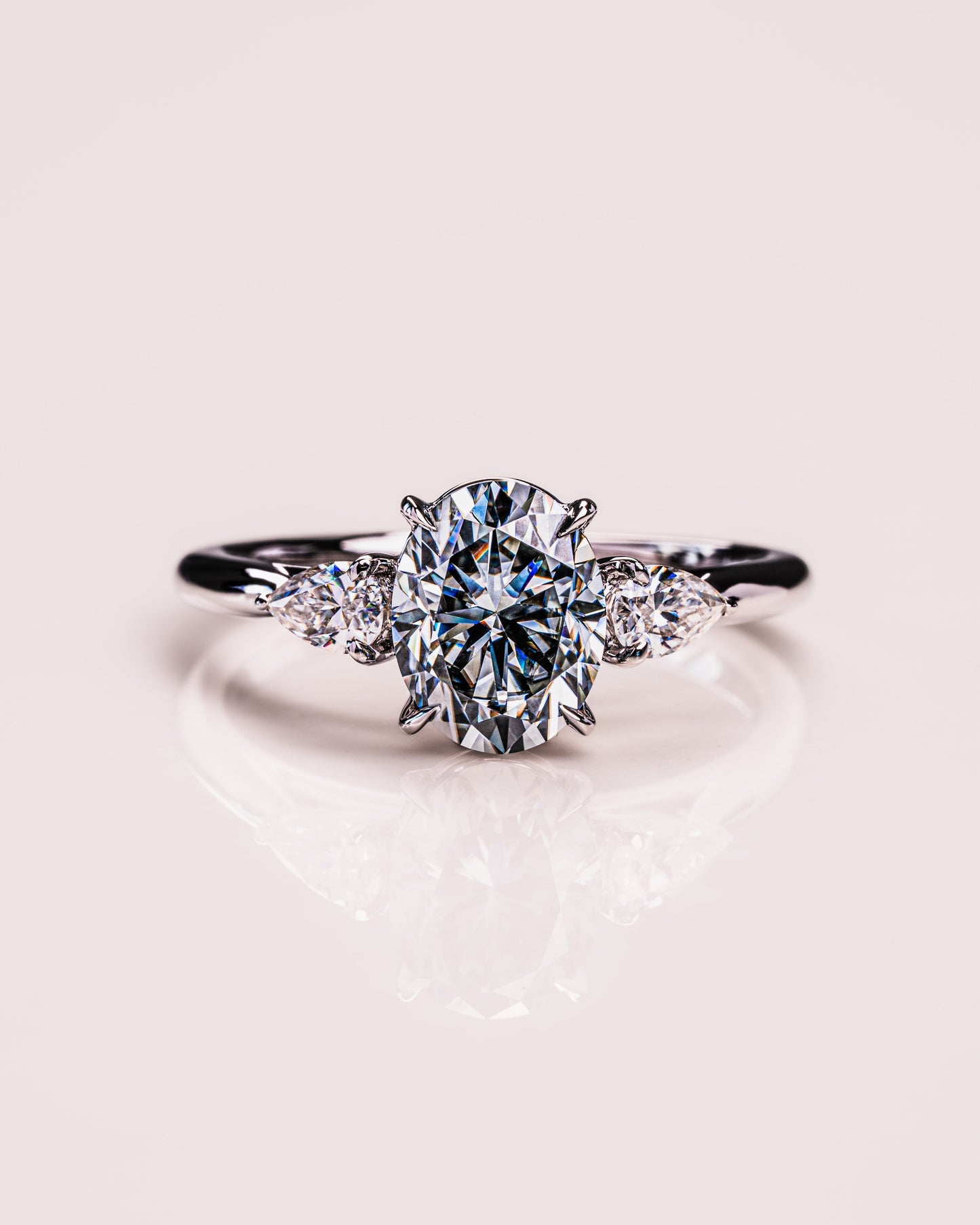 1.91 CT Oval Cut Three Stone Moissanite Engagement Ring - crownmoissanite