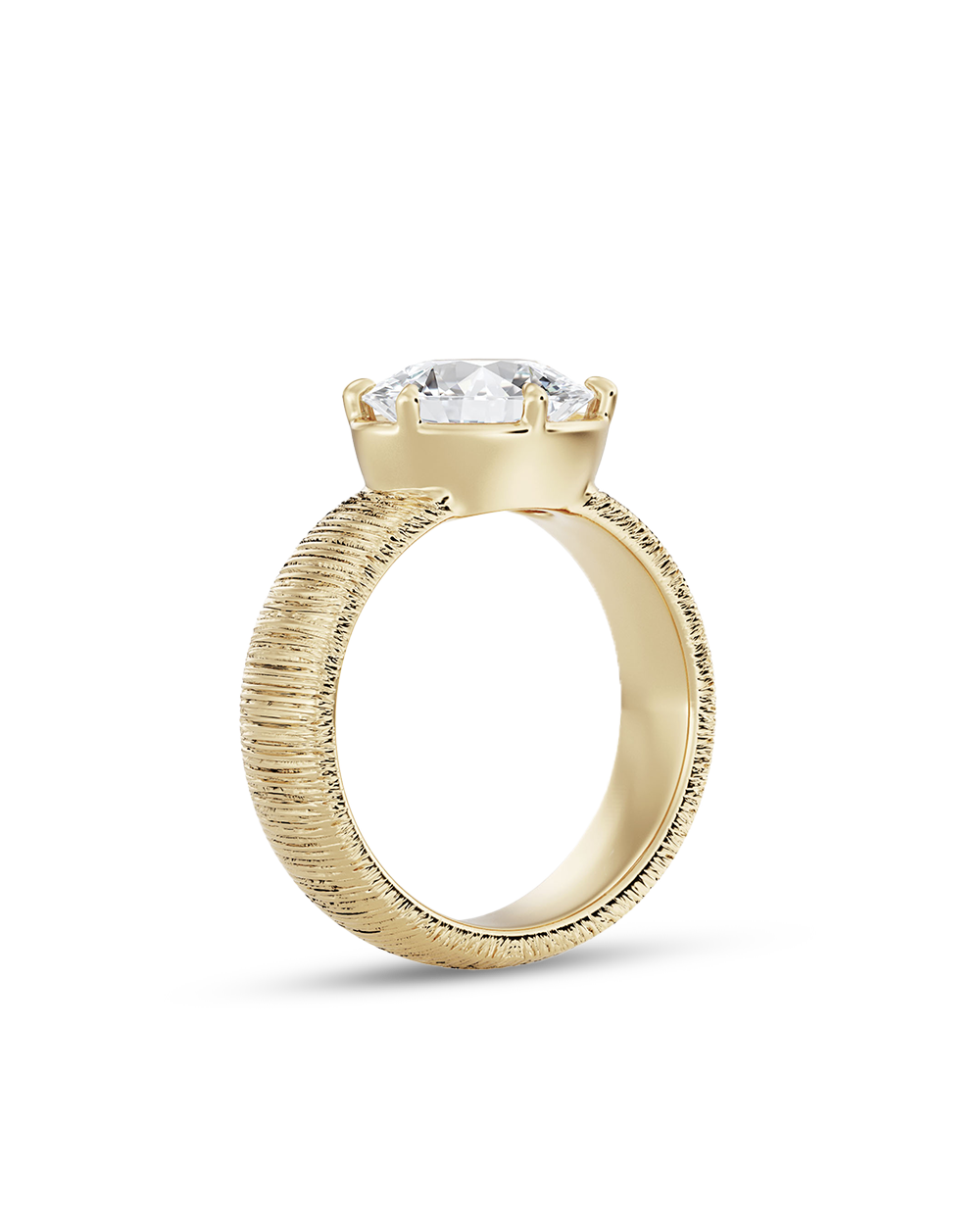 Sylvie- East West Oval Solitaire Texture Bold Signet Style Lab Grown Diamond Engagement Ring
