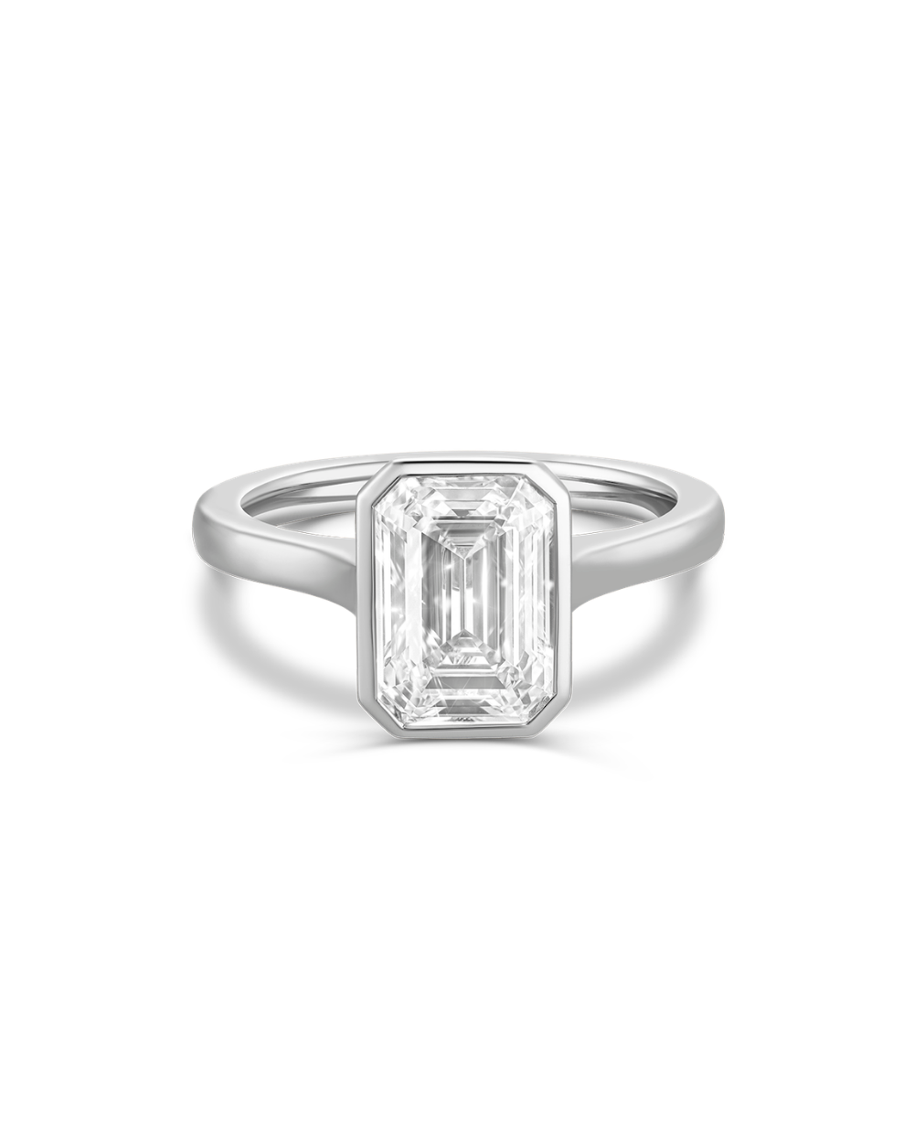 Severine- Emerald Bezel Solitaire Style Lab Grown Diamond Engagement Ring